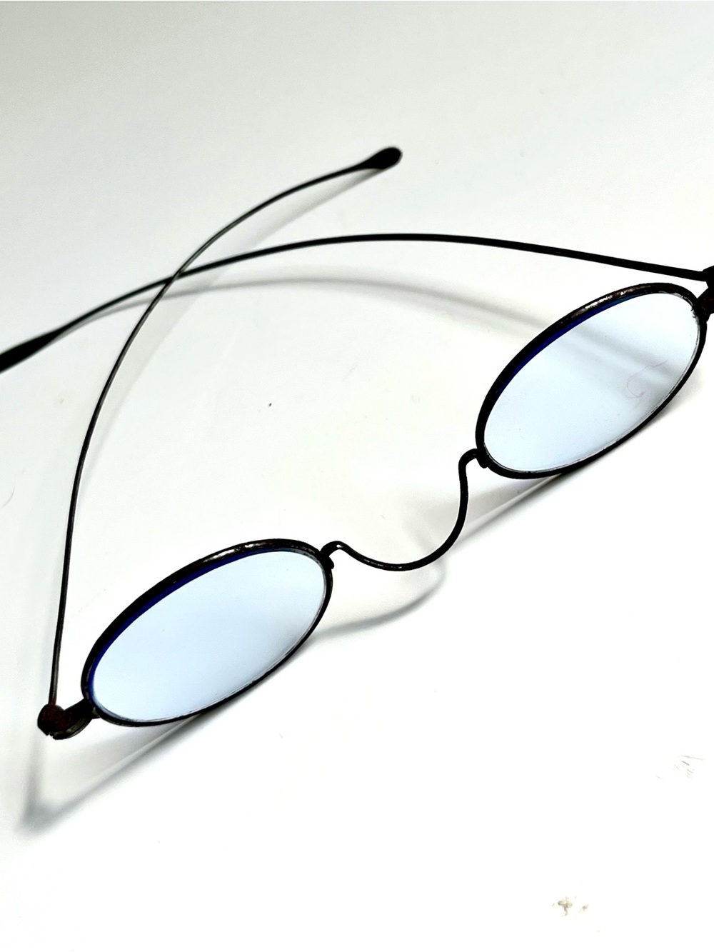 Antique Tinted Blue Glass Reading Glasses